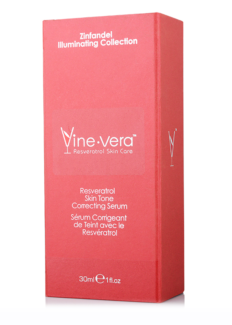 Vine Vera Resveratrol Skin Tone Correcting Serum in it's case